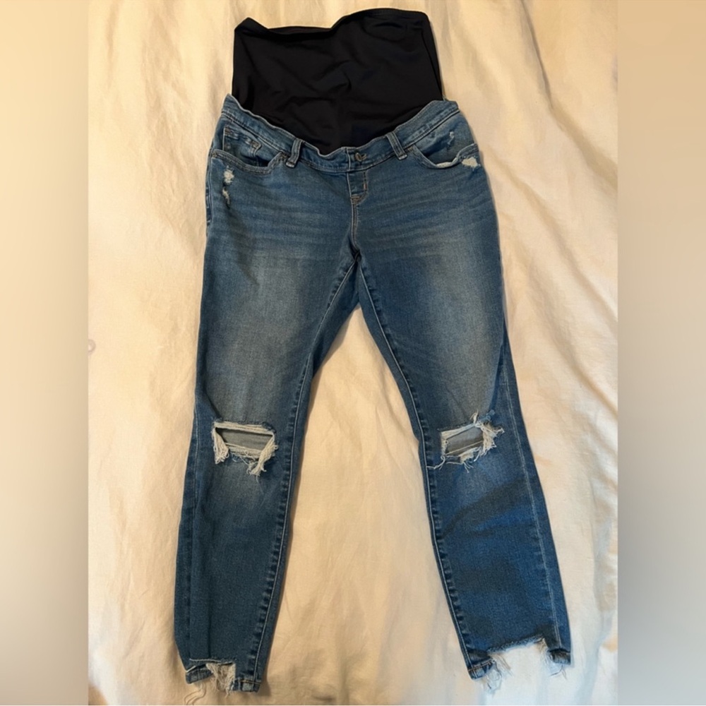 Maternity Abercrombie & Fitch Blue Jeans with Distressed Details